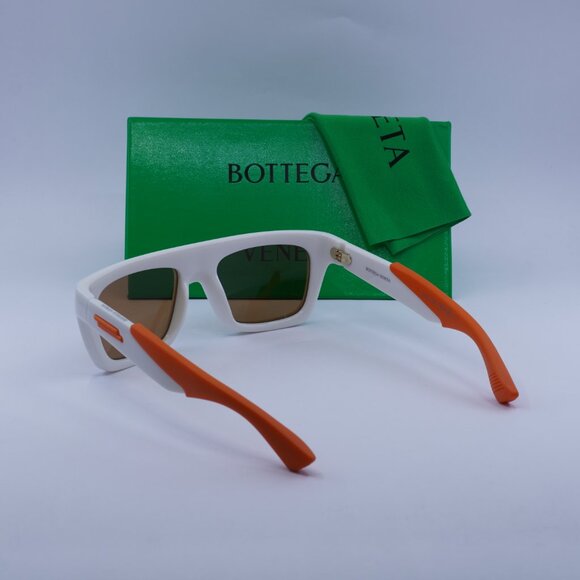 Bottega Veneta BV1232S 004 Rectangle Sunglasses - Ivory Orange \ Brown - Picture 4 of 10